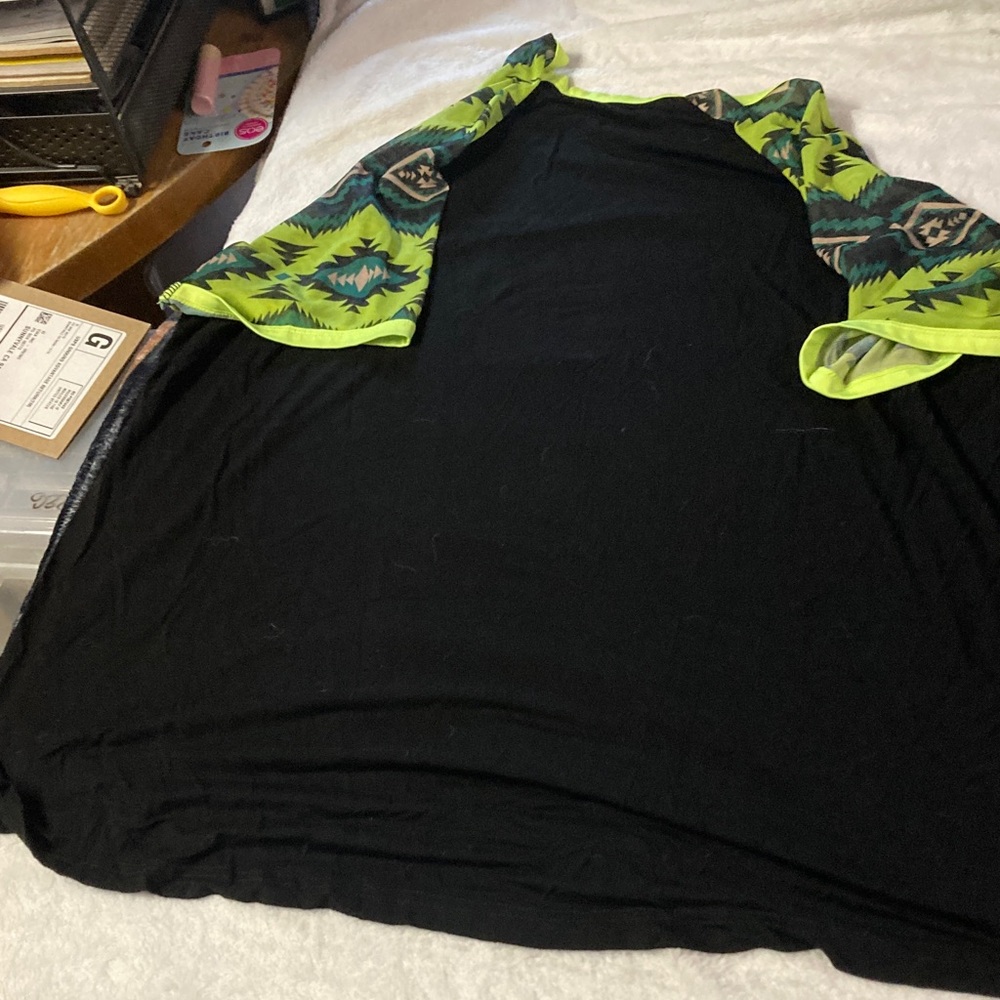 Women’s Crazy Train Black Tee with Neon Yellow-Green Trim - Picture 3 of 3